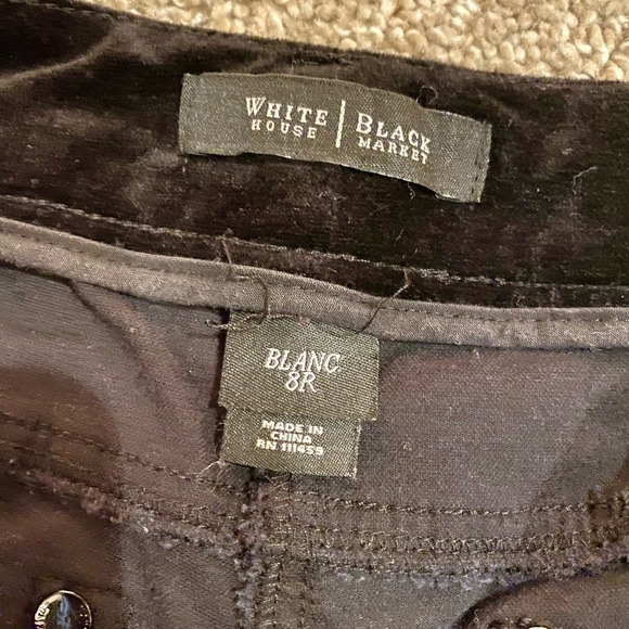 White House Black Market Blk Velvet Bootcut Pants Whimsy Goth  Size 8R - Picture 5 of 6